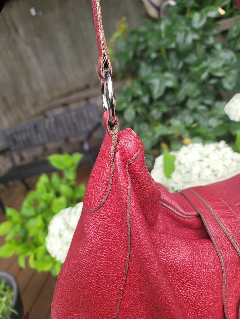 Furla Vintage Red Leather Slouchy Hobo And Dust Bag - Picture 10 of 16
